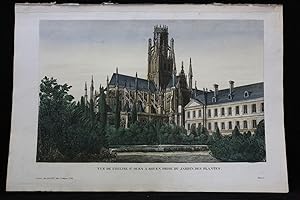 Vue d'optique - Vue de l'église St Ouen à Rouen prise du jardin des plantes