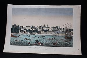 Vue d'optique - Vue de la place et des casernes de Top-Hané à l'entrée du port de Constantinople.
