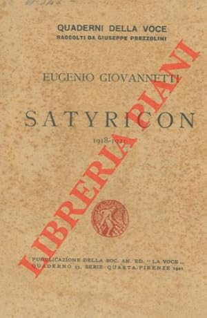 Bild des Verkufers fr Satyricon. 1918-1921. zum Verkauf von Libreria Piani