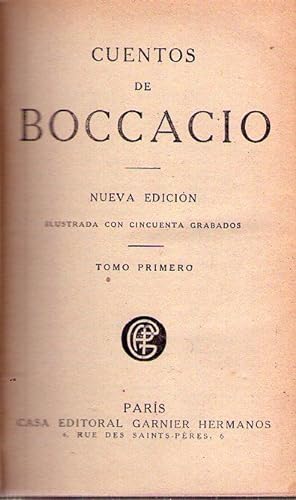 CUENTOS DE BOCCACIO (2 tomos). Nueva edición ilustrada con 50 grabados