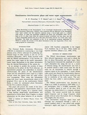 Bild des Verkufers fr Simultaneous interferometer phase and water vapor measurements. zum Verkauf von Antiquariat am Flughafen