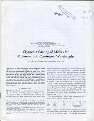 Bild des Verkufers fr Cryogenic Cooling of Mixers for Millimeter and Centimeter Wavelength. zum Verkauf von Antiquariat am Flughafen