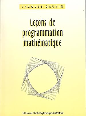 Image du vendeur pour Leons de programmation mathmatique mis en vente par Pare Yannick