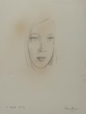 Portraitstudie einer jungen Frau. Bleistiftzeichnung, vom Künstler bezeichnet Roswitha und datier...