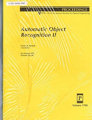 Imagen del vendedor de Automatic Object Recognition II: 22-24 April 1992 Orlando, Florida (Proceedings of Spie) a la venta por SUNSET BOOKS