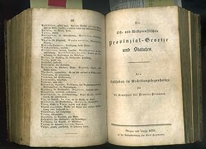 Seller image for Der Haussekretair in sechs Theilen: Mit angebunden: Die Ost und Westpreussischen Provinzial - Gesetze und Statuten. Ein Leitfaden in Rechtsangelegenheiten fr die Bewohner der Provinz Preussen, 1. Auflage. Glogau und Leipzig in der Verlagsbuchhandlung von Carl Heymann, 152 S. sowie: Die Rechts- und Gerichts - Verfassung der preussischen Rheinprovinz. Ein Leitfaden und Unterrichtsbuch fr die Anwohner des Rheins und diejenigen, die mit ihnen in Geschftsverbindung stehen. Zweite verbesserte und vermehrte Auflage, Glogau 1835 bei Heymann , 129 S. Beim Haussekrtaire handelt es sich wahrscheinlich um die Vierte Auflage. Es fehlten die ersten 3 Seiten und das Titelblatt vom ersten Theil. Theil 5 ist nicht eingebunden? dafr ein Theil 6. Seitenzahlen vom Haussekretair: S. 3-134 // 77 S. // 123 S. // 46 S.// 5 Theil fehlt??// 6 Theil, 92 S. for sale by Umbras Kuriosittenkabinett