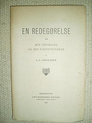 Image du vendeur pour En redegrelse for min udvikling og mit forfatterskab mis en vente par Expatriate Bookshop of Denmark