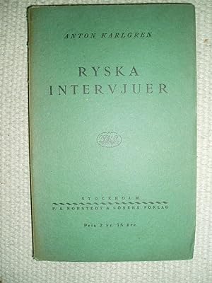 Seller image for Ryska intervjuer : studier frn vrldskrigets Ryssland for sale by Expatriate Bookshop of Denmark