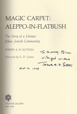 Image du vendeur pour MAGIC CARPET: ALEPPO-IN-FLATBUSH: THE STORY OF A UNIQUE ETHNIC JEWISH COMMUNITY mis en vente par Dan Wyman Books, LLC