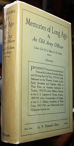 Imagen del vendedor de Memories of Long Ago Prominent Persons Encountered and Noticeable Incidents Recalled, Before and During the Civil War, 1855-65, While Stationed on the Western Frontier, in the Early Seventies and Eighties, While at West Point. a la venta por Old West Books  (ABAA)