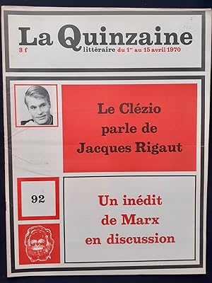 Imagen del vendedor de La Quinzaine littraire - du 1er au 15 avril 1970 - N 92 - a la venta por Le Livre  Venir