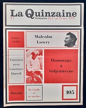 La Quinzaine littéraire - du 1er au 15 novembre 1970 - N° 105 -