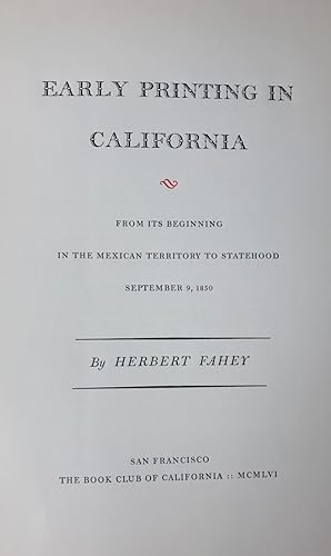 Early Printing in California