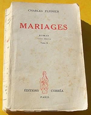 Bild des Verkufers fr Charles Plisnier. Mariages zum Verkauf von JLG_livres anciens et modernes