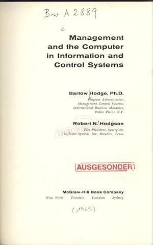 Imagen del vendedor de Management an the Computer in Information and Control Systems. a la venta por Antiquariat Bookfarm