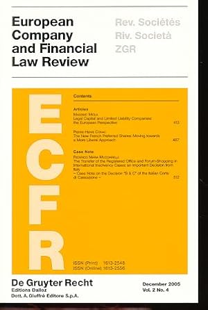 Bild des Verkufers fr European Company and Financial Law Review (ECFR) Vol. 2, No. 4, 2005. zum Verkauf von Fundus-Online GbR Borkert Schwarz Zerfa