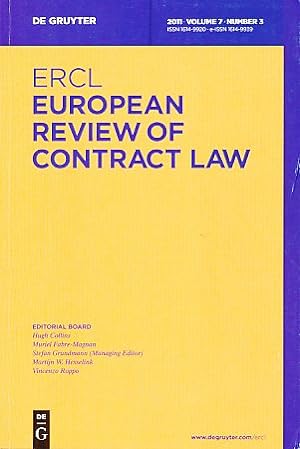 Imagen del vendedor de ERCL. European Review of Contract Law. Vol. 7 (2011) No. 3. a la venta por Fundus-Online GbR Borkert Schwarz Zerfa
