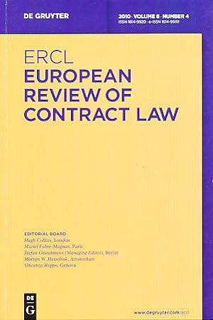 Imagen del vendedor de ERCL. European Review of Contract Law. Vol. 6 (2010) No. 4. a la venta por Fundus-Online GbR Borkert Schwarz Zerfa