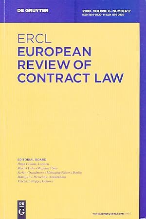 Imagen del vendedor de ERCL. European Review of Contract Law. Vol. 6 (2010) No. 2. a la venta por Fundus-Online GbR Borkert Schwarz Zerfa