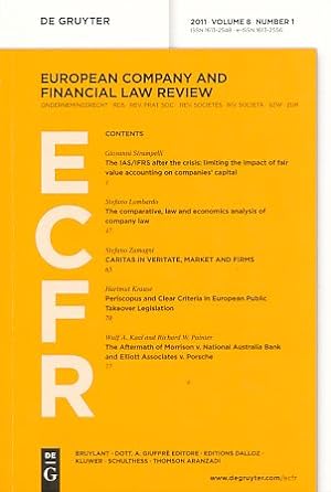 Bild des Verkufers fr European Company and Financial Law Review (ECFR) Vol. 8, No. 1, 2011. zum Verkauf von Fundus-Online GbR Borkert Schwarz Zerfa