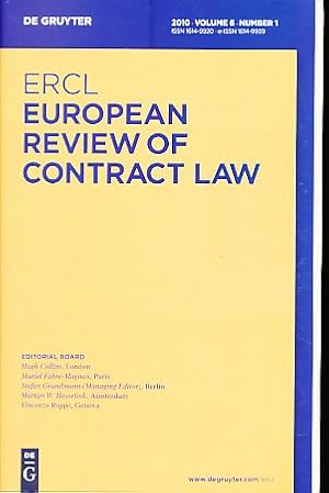 Bild des Verkufers fr ERCL. European Review of Contract Law. Vol. 6 (2010) No. 1. zum Verkauf von Fundus-Online GbR Borkert Schwarz Zerfa
