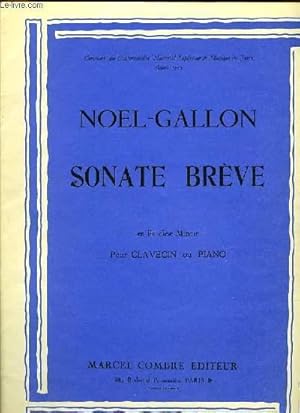 Bild des Verkufers fr SONATE BREVE EN FA dise mineur POUR CLAVECIN OU PIANO zum Verkauf von Le-Livre