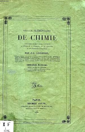 Image du vendeur pour ABREGE ELEMENTAIRE DE CHIMIE, ATLAS mis en vente par Le-Livre