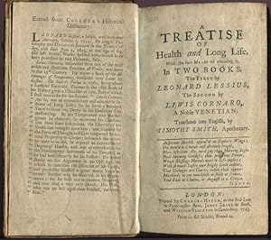 Imagen del vendedor de A treatise of health and long life; with the sure means of attaining it, in two books. a la venta por Pennymead Books PBFA