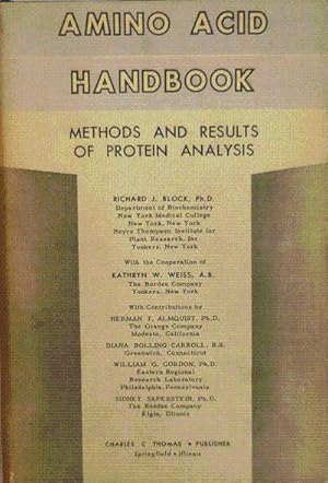 Seller image for Amino Acid Handbook Methods and Results of Protein Analysis for sale by Derringer Books, Member ABAA