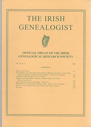 Imagen del vendedor de The Irish Genealogist: Volume 10, No.3: 2000 a la venta por Dorley House Books, Inc.