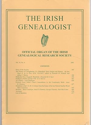 Imagen del vendedor de The Irish Genealogist: Volume 10, No.4: 2001 a la venta por Dorley House Books, Inc.