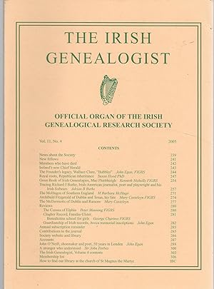 Imagen del vendedor de The Irish Genealogist: Volume 11, No.4: 2005 a la venta por Dorley House Books, Inc.