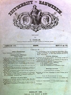 Bild des Verkufers fr Die Brse in Berlin, in: ZEITSCHRIFT FR BAUWESEN, Hefte 4-7/1866. Unter Mitwirkung der knigl. technischen Bau-Deputation und des Architekten-Vereins zu Berlin. zum Verkauf von Antiquariat Bookfarm