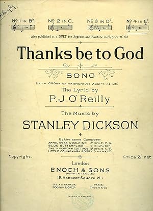 Imagen del vendedor de Thanks be to God [Piano Sheet Music] a la venta por Little Stour Books PBFA Member