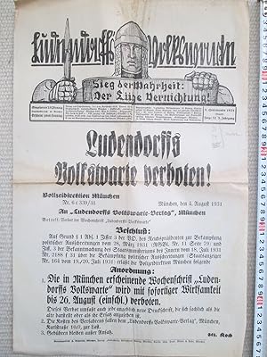 Seller image for Ludendorff's Volkswarte : 9. August 1931 : Folge 32, 3. Jahrgang for sale by Expatriate Bookshop of Denmark