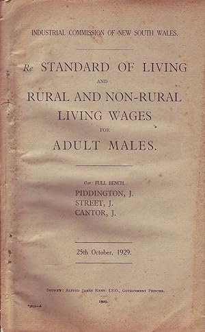 Seller image for Re: Standard of Living and Rural and Non-Rural Living Wages for Adult Males for sale by Mr Pickwick's Fine Old Books