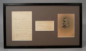 PHOTOGRAPH AND SIGNED MANUSCRIPT NOTE (1892), MATTED AND FRAMED