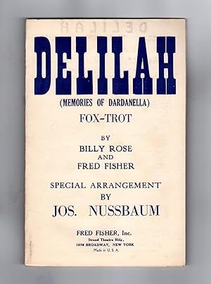 Delilah (Memories of Dardanella). Vintage 1926 Tin Pan Alley Sheet Music, Fox-Trot, Piano. Billy ...