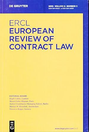 Bild des Verkufers fr ERCL. European Review of Contract Law. Vol. 6 (2010) No. 3. zum Verkauf von Fundus-Online GbR Borkert Schwarz Zerfa