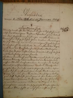 Aufsätze. Handschriftliche Aufzeichnungen vom 6. Nov. 1859 bis 11. Januar 1860. 62 S. OPp. (gekle...