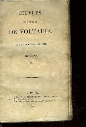 Seller image for OEUVRES DE VOLTAIRE - TOME 34 - ROMANS 2 for sale by Le-Livre