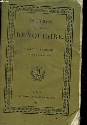 Seller image for OEUVRES COMPLETES DE VOLTAIRE - TOME 18 - ESSAI SUR LES MOEURS - TOME 4 for sale by Le-Livre
