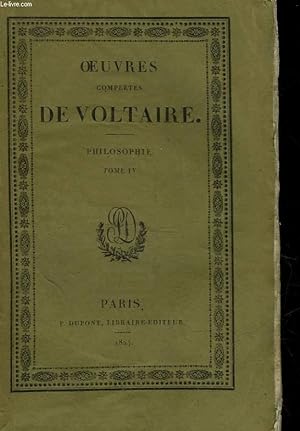 Seller image for OEUVRES COMPLETES DE VOLTAIRE - TOME 34 - PHILOSOPHIE - TOME 4 for sale by Le-Livre