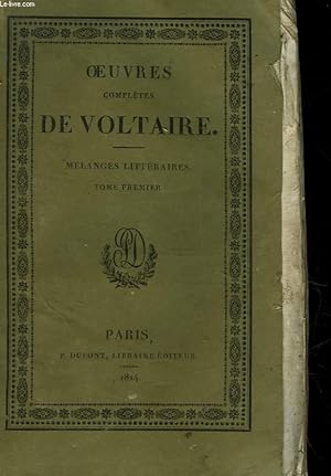 Seller image for OEUVRES COMPLETES DE VOLTAIRE - TOME 46 - MELANGES LITTERAIRES - TOME 1 for sale by Le-Livre