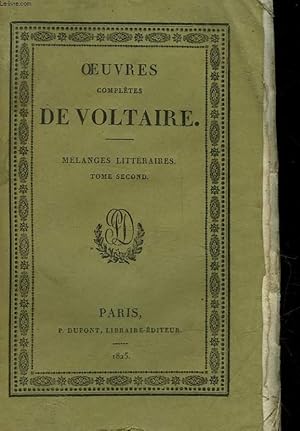 Seller image for OEUVRES COMPLETES DE VOLTAIRE - TOME 47 - MELANGES LITTERAIRES - TOME 2 for sale by Le-Livre