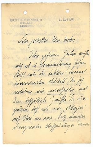 Bild des Verkufers fr Eigenh. Brief mit U. zum Verkauf von Antiquariat INLIBRIS Gilhofer Nfg. GmbH