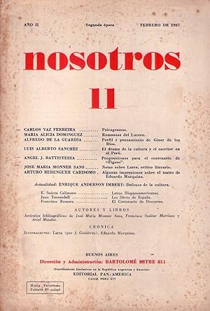 NOSOTROS - No. 11 - Segunda época. Año II, febrero de 1937. (Proposiciones para el centenario de ...