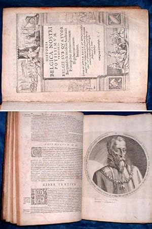 Seller image for HISTORIA BELGICA Nostri Potissimum Temporis Belgii sub Quatuor Burgundis & totidem Austriacis Principibus coniunctionem et gubernationem breviter. Turbas autem, Bella et Mutationes tempore Regis Philippi . ad annum usque 1598 plenius complectens conscripta . A.E. Meterano Belga [bound with] BELLI CIVILIS IN BELGIO . HISTORIA . Concinnatum a Gaspare Ens L. for sale by Abbey Antiquarian Books