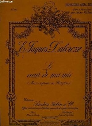 Image du vendeur pour LE COEUR DE MA MIE (mezzo-soprano ou baryton) POUR PIANO & CHANT mis en vente par Le-Livre