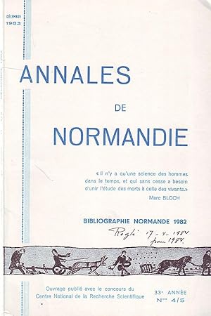 Seller image for Annales de Normandie / Dcembre 1983 N4/5 for sale by Le Petit Livraire